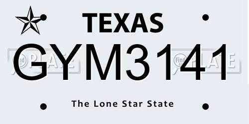 GYM3141 Texas License Plate