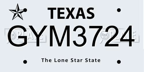GYM3724 Texas License Plate