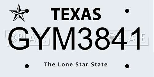 GYM3841 Texas License Plate