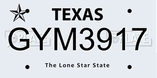 GYM3917 Texas License Plate