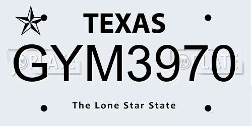 GYM3970 Texas License Plate