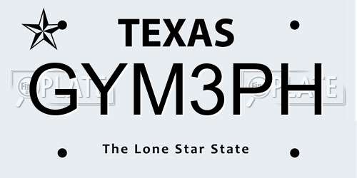 GYM3PH Texas License Plate