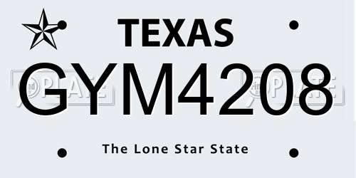 GYM4208 Texas License Plate