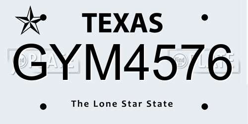GYM4576 Texas License Plate