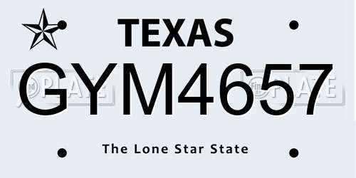 GYM4657 Texas License Plate