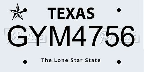 GYM4756 Texas License Plate