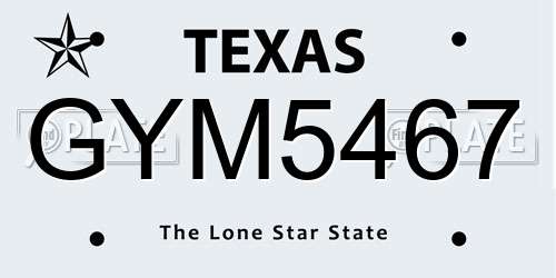 GYM5467 Texas License Plate