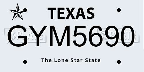 GYM5690 Texas License Plate