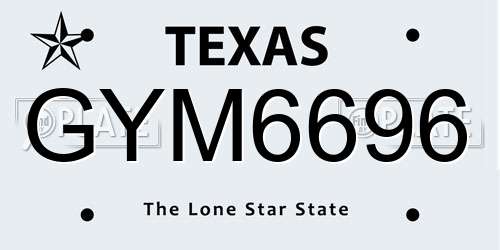 GYM6696 Texas License Plate