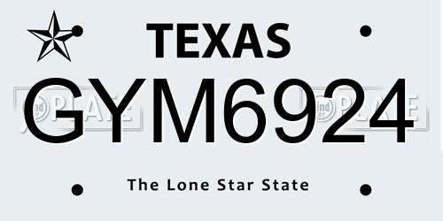 GYM6924 Texas License Plate