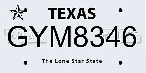 GYM8346 Texas License Plate