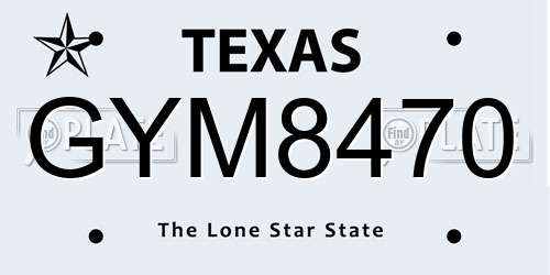 GYM8470 Texas License Plate
