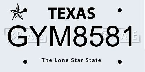 GYM8581 Texas License Plate