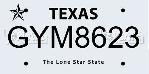 GYM8623 Texas License Plate