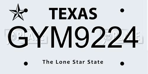 GYM9224 Texas License Plate