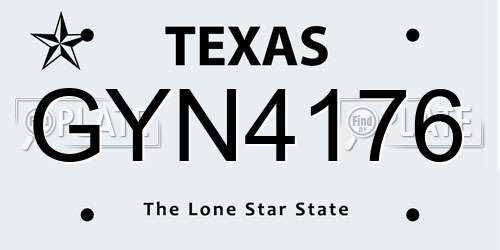 GYN4176 Texas License Plate