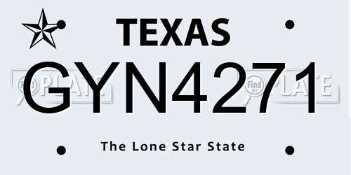GYN4271 Texas License Plate