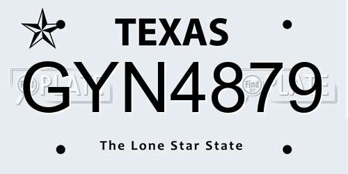 GYN4879 Texas License Plate