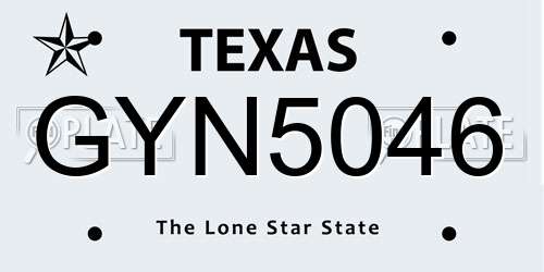 GYN5046 Texas License Plate