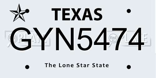GYN5474 Texas License Plate
