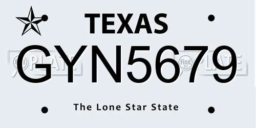 GYN5679 Texas License Plate