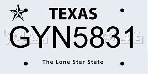 GYN5831 Texas License Plate