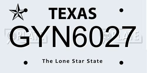 GYN6027 Texas License Plate