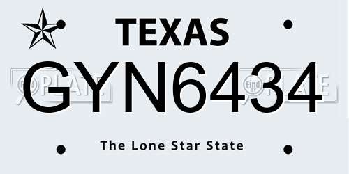 GYN6434 Texas License Plate