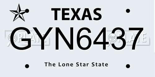 GYN6437 Texas License Plate
