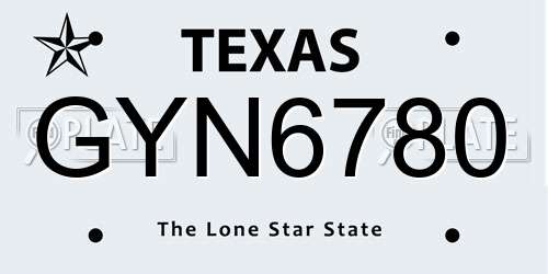 GYN6780 Texas License Plate