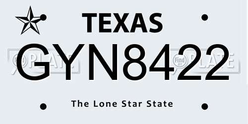 GYN8422 Texas License Plate