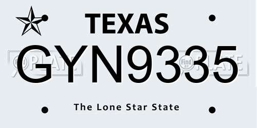 GYN9335 Texas License Plate