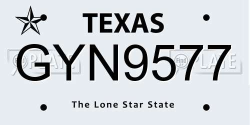 GYN9577 Texas License Plate