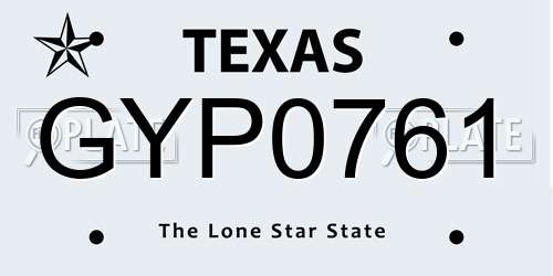GYP0761 Texas License Plate