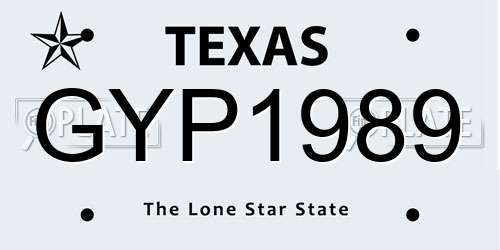 GYP1989 Texas License Plate