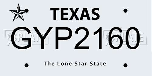 GYP2160 Texas License Plate