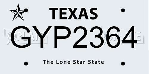 GYP2364 Texas License Plate