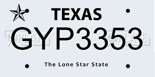 GYP3353 Texas License Plate