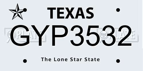 GYP3532 Texas License Plate