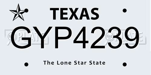 GYP4239 Texas License Plate