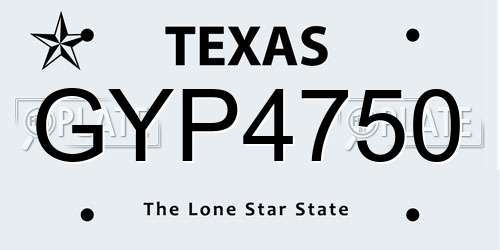 GYP4750 Texas License Plate