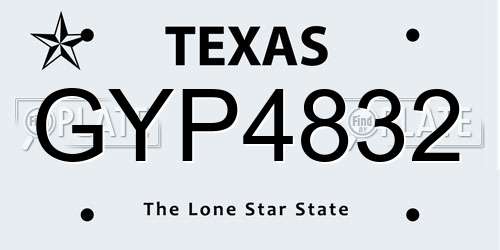 GYP4832 Texas License Plate