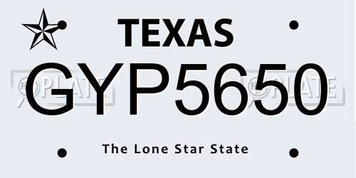 GYP5650 Texas License Plate