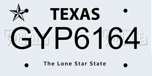 GYP6164 Texas License Plate