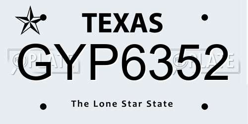 GYP6352 Texas License Plate