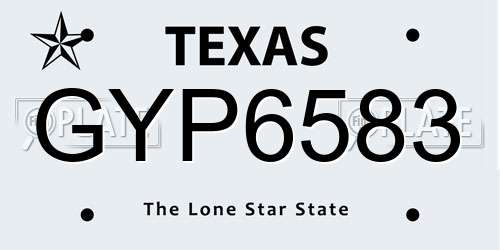 GYP6583 Texas License Plate