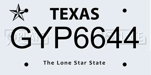 GYP6644 Texas License Plate