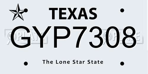 GYP7308 Texas License Plate