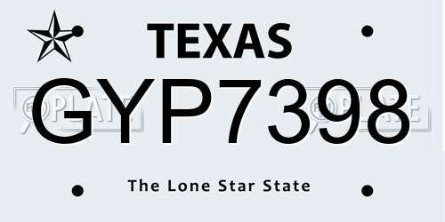 GYP7398 Texas License Plate