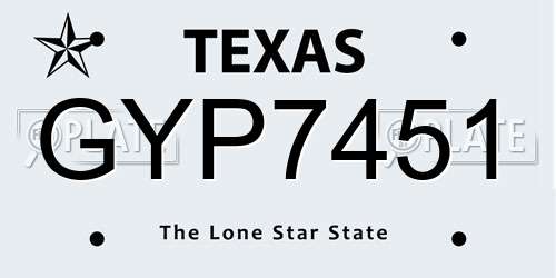 GYP7451 Texas License Plate